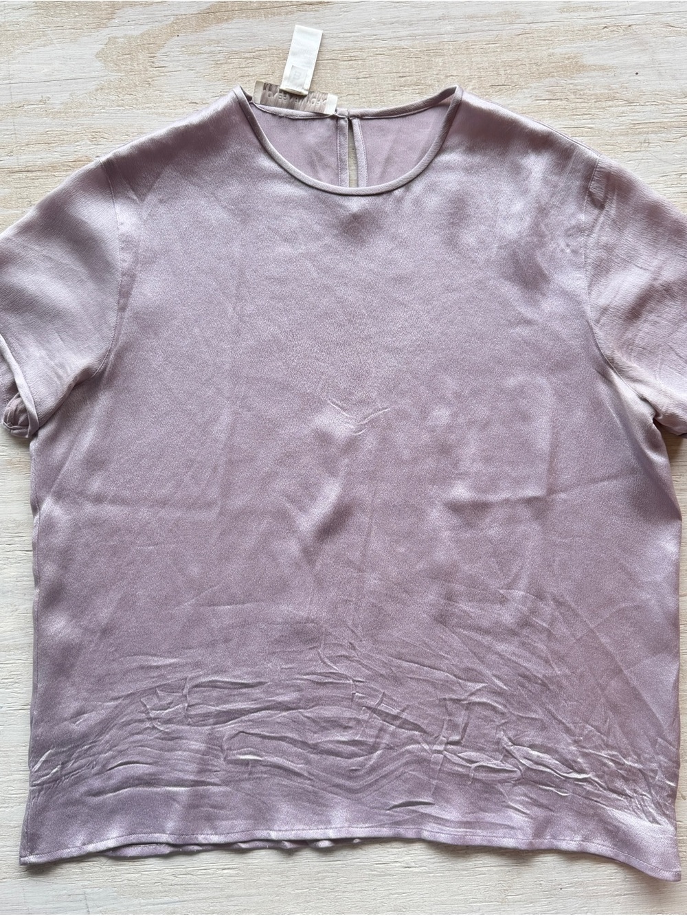 Jones New York Soft Lavender 100% Silk Short Sleeve Crewneck Top